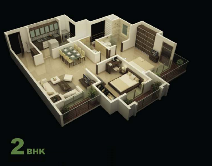 Unique Vistas Thane 2BHK Plan