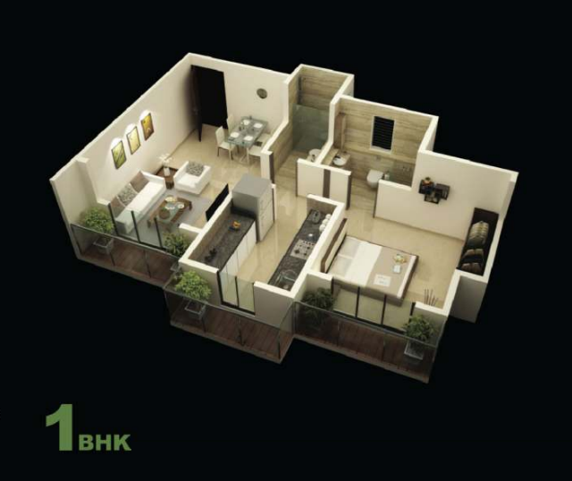 Unique Vistas Thane 1BHK Plan